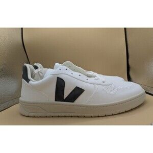 NEW Veja V-10 Men's Size 12 US Leather Sneaker Shoes White Black (Retail $160)